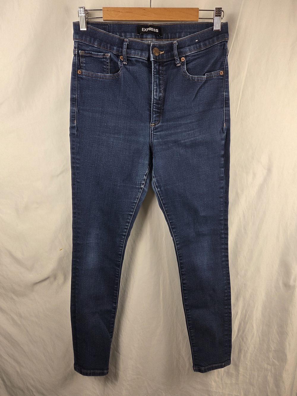 Express High Rise Skinny Ankle Legging Jeans Dark Blue Stretch Plus Size 10R